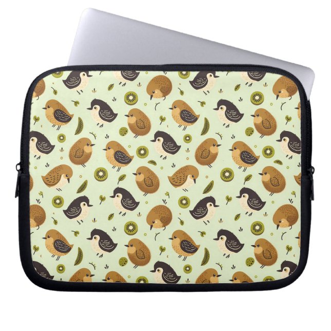 Cute Kiwi Birds Pattern Laptop Sleeve (Front)