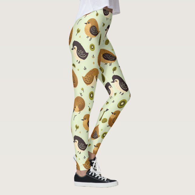 Cute Kiwi Birds Pattern Leggings (Right)