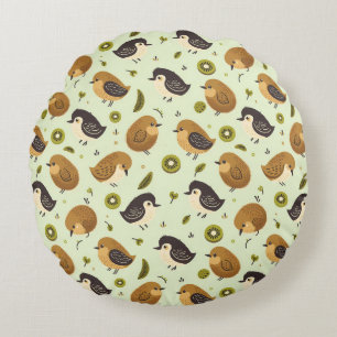 Cute Kiwi Birds Pattern Round Cushion