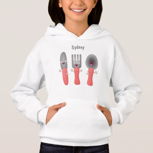 Cute knife fork and spoon cutlery cartoon (Front)