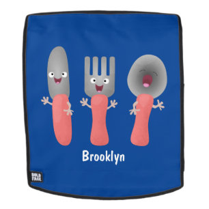 Cute knife fork and spoon cutlery cartoon backpack