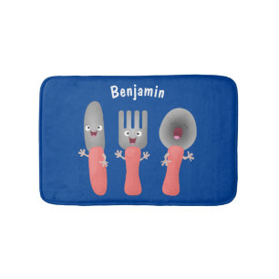 Cute knife fork and spoon cutlery cartoon bath mat