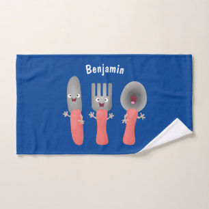 Cute knife fork and spoon cutlery cartoon bath towel set