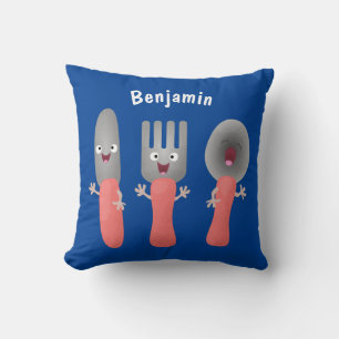 Cute knife fork and spoon cutlery cartoon cushion