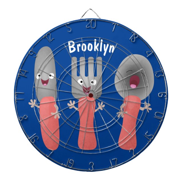 Cute knife fork and spoon cutlery cartoon dartboard (Front)