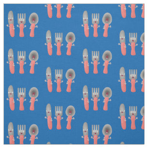 Cute knife fork and spoon cutlery cartoon fabric