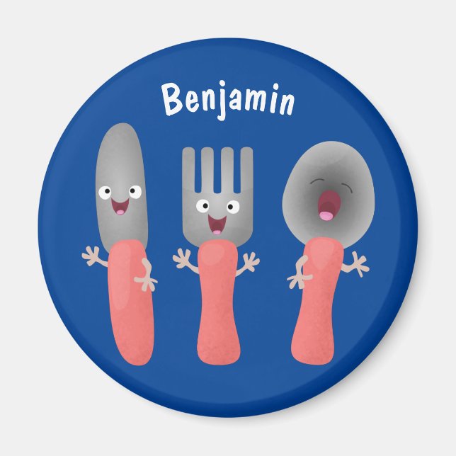 Cute knife fork and spoon cutlery cartoon magnet (Front)