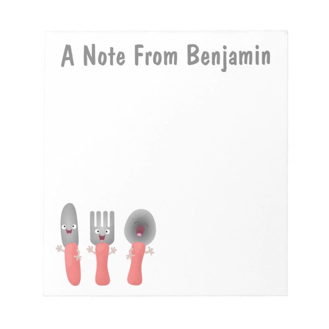 Cute knife fork and spoon cutlery cartoon notepad (Front)