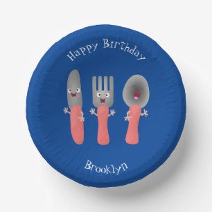 Cute knife fork and spoon cutlery cartoon paper plate