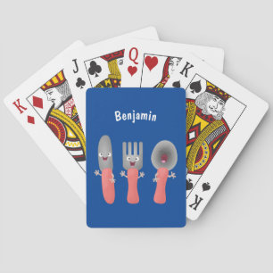Cute knife fork and spoon cutlery cartoon playing cards