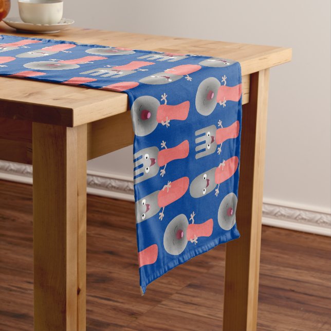 Cute knife fork and spoon cutlery cartoon short table runner (In Situ)