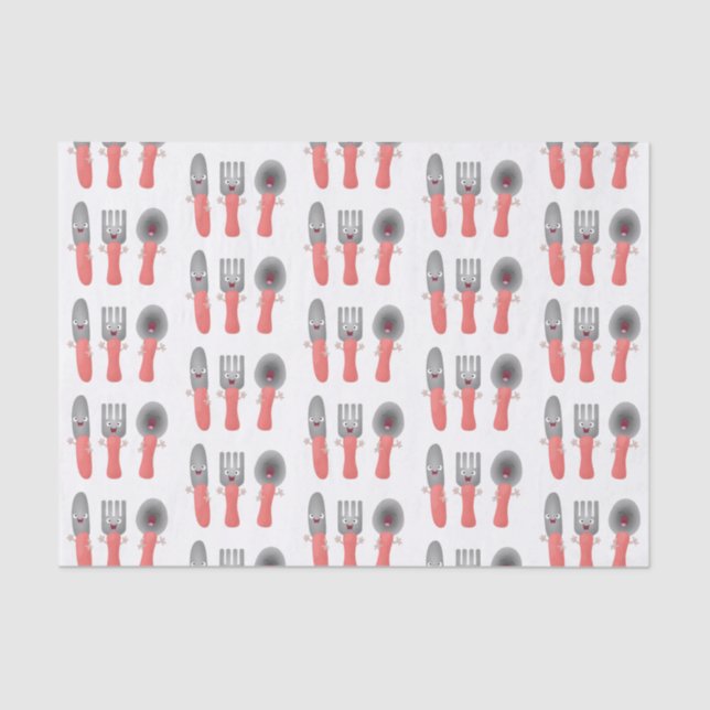 Cute knife fork and spoon cutlery cartoon tissue paper (Front)