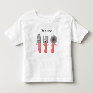 Cute knife fork and spoon cutlery cartoon toddler T-Shirt