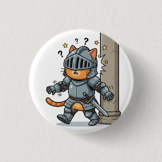Cute Knight Cat Button