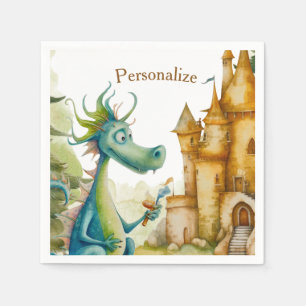 Cute Knight Dragon Castle Birthday Party Kids Napkin
