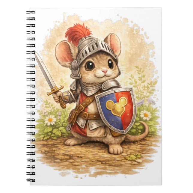 Cute Knight Mouse Spiral Notebook (Front)