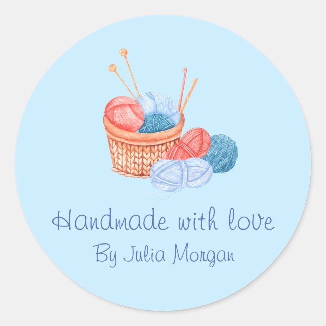 Cute Knit Homemade Label | Blue (Front)