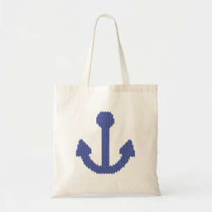 Cute Knitted navy Anchor Tote Bag
