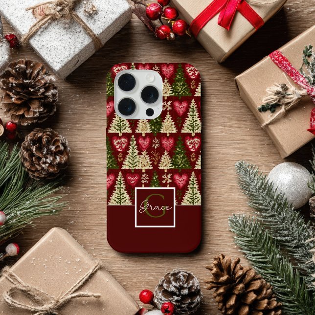 Cute Knitted Style Christmas Tree Pattern iPhone Case (Creator Uploaded)