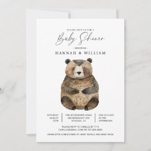 Cute Knitted Woodland Bear Baby Shower Invitation
