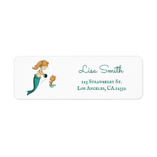 Cute Knitter Mermaid Cat Return Address Label