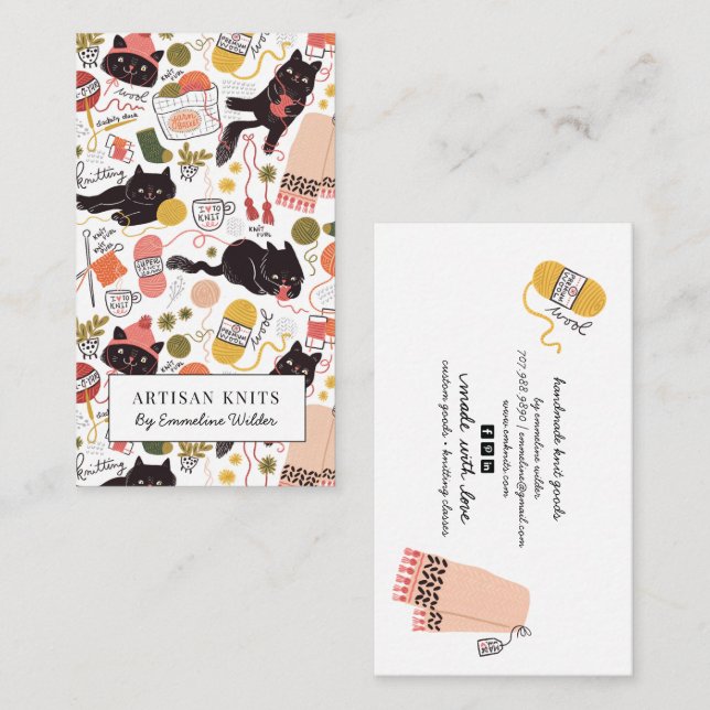 Cute Knitting Business And Knitting Instruction Card (Front/Back)