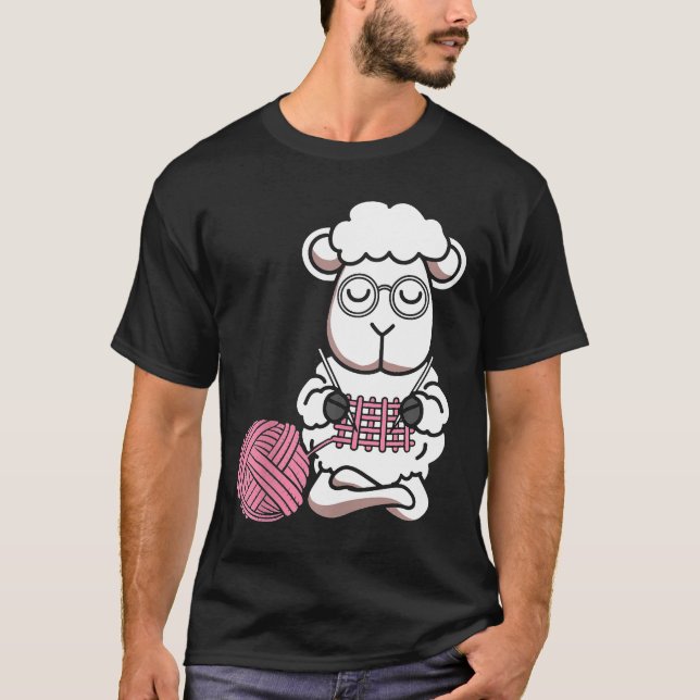 Cute Knitting Sheep Funny For Knitters T-Shirt (Front)