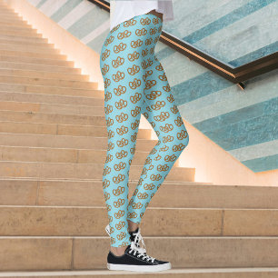 Cute Knotted Double Pretzel on Pale Blue or any Leggings