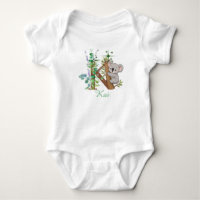 Cute koala Alphabet Letter K Floral Baby