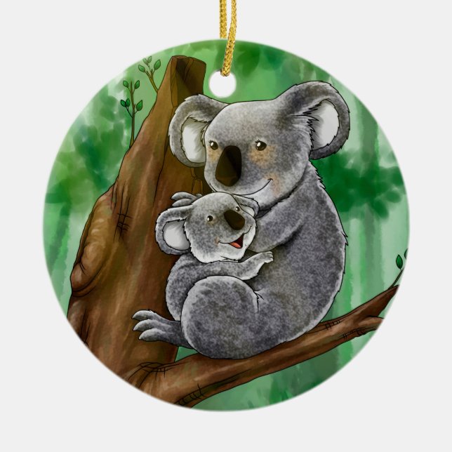 Cute Koala and Baby Ceramic Tree Decoration (Front)