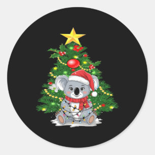 Cute Koala And Christmas Tree Koala Lover Christma Classic Round Sticker