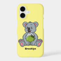 Cute koala and coconut cartoon illustration