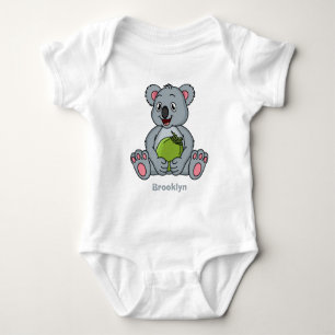 Cute koala and coconut cartoon illustration baby bodysuit