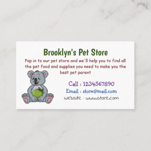 Cute koala and coconut cartoon illustration business card