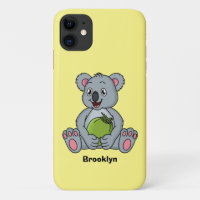 Cute koala and coconut cartoon illustration