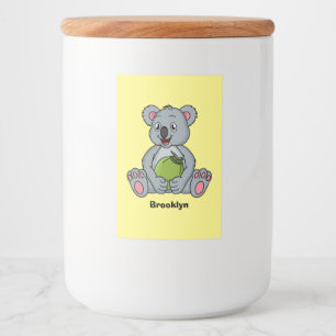 Cute koala and coconut cartoon illustration food label