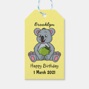 Cute koala and coconut cartoon illustration gift tags