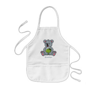 Cute koala and coconut cartoon illustration kids apron