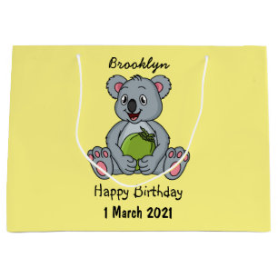 Cute koala and coconut cartoon illustration large gift bag