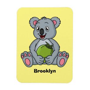 Cute koala and coconut cartoon illustration magnet
