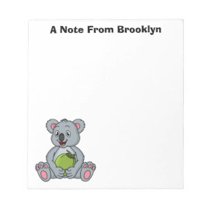 Cute koala and coconut cartoon illustration notepad