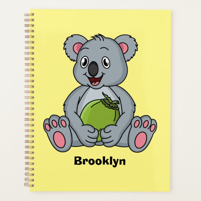 Cute koala and coconut cartoon illustration planner (Front)