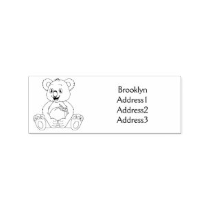Cute koala and coconut cartoon illustration rubber stamp