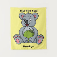 Cute koala and coconut cartoon illustration