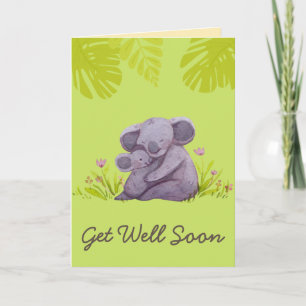 Cute Koala and Encouragement Get Well Green  Card