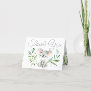Cute Koala and Eucalyptus Baby Shower Thank You Card