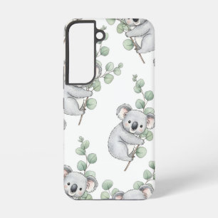 Cute Koala and Eucalyptus Watercolor Pattern Samsung Galaxy Case