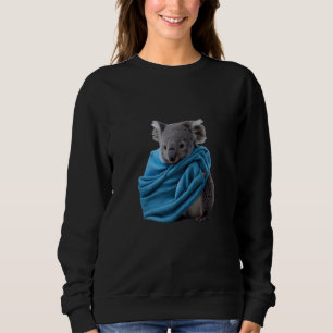 Cute Koala Animal Cuddling with Blue Blanket Koala Sweatshirt