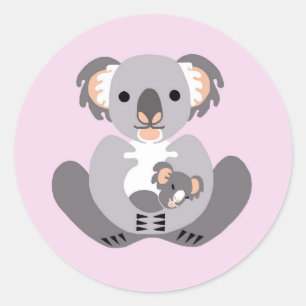 Cute KOALA -Aussie wildlife - Marsupial - Pink Classic Round Sticker