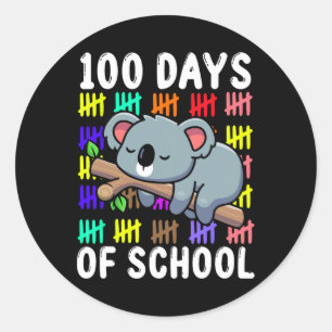 Cute Koala Australia Animal Student Gift 100 Days Classic Round Sticker